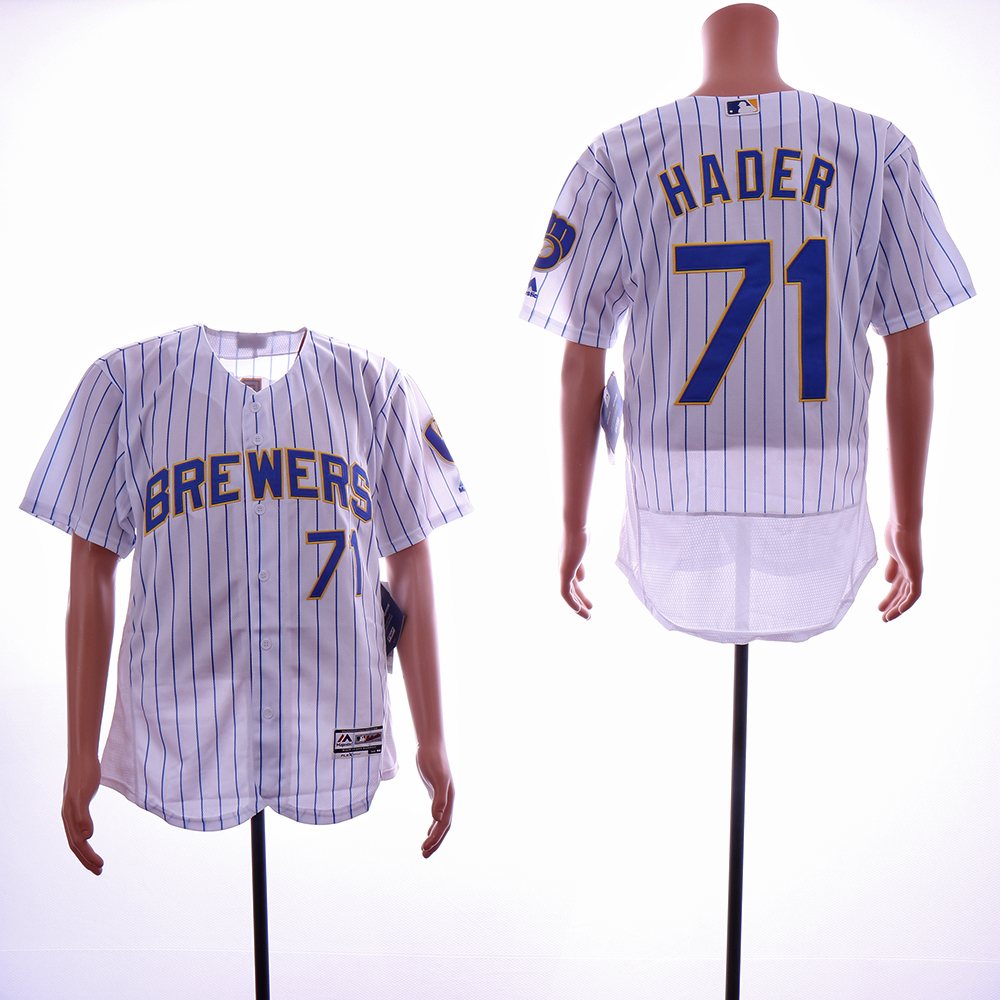 Men Milwaukee Brewers #71 Hader White Elite MLB Jerseys->milwaukee brewers->MLB Jersey